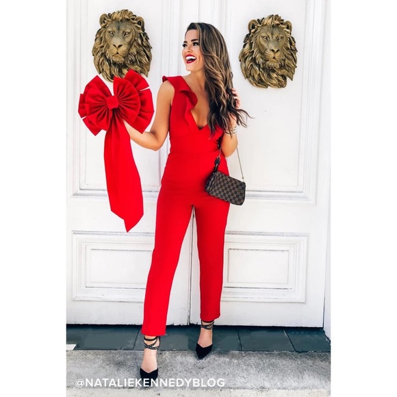 Lulus Leilani Red Ruffled Jumpsuit Large - Picture 5 of 14